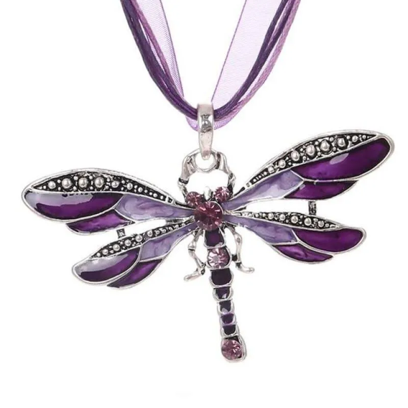 Silver Dragonfly Statement Boho Necklaces