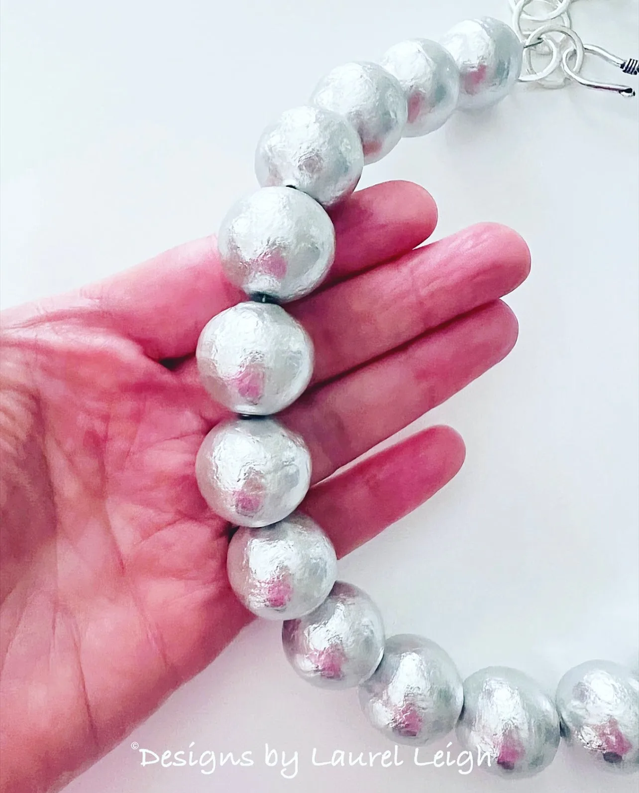 Silver Gray Pearl Statement Necklace