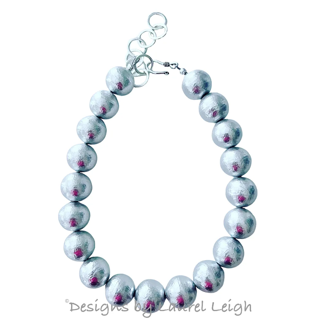 Silver Gray Pearl Statement Necklace