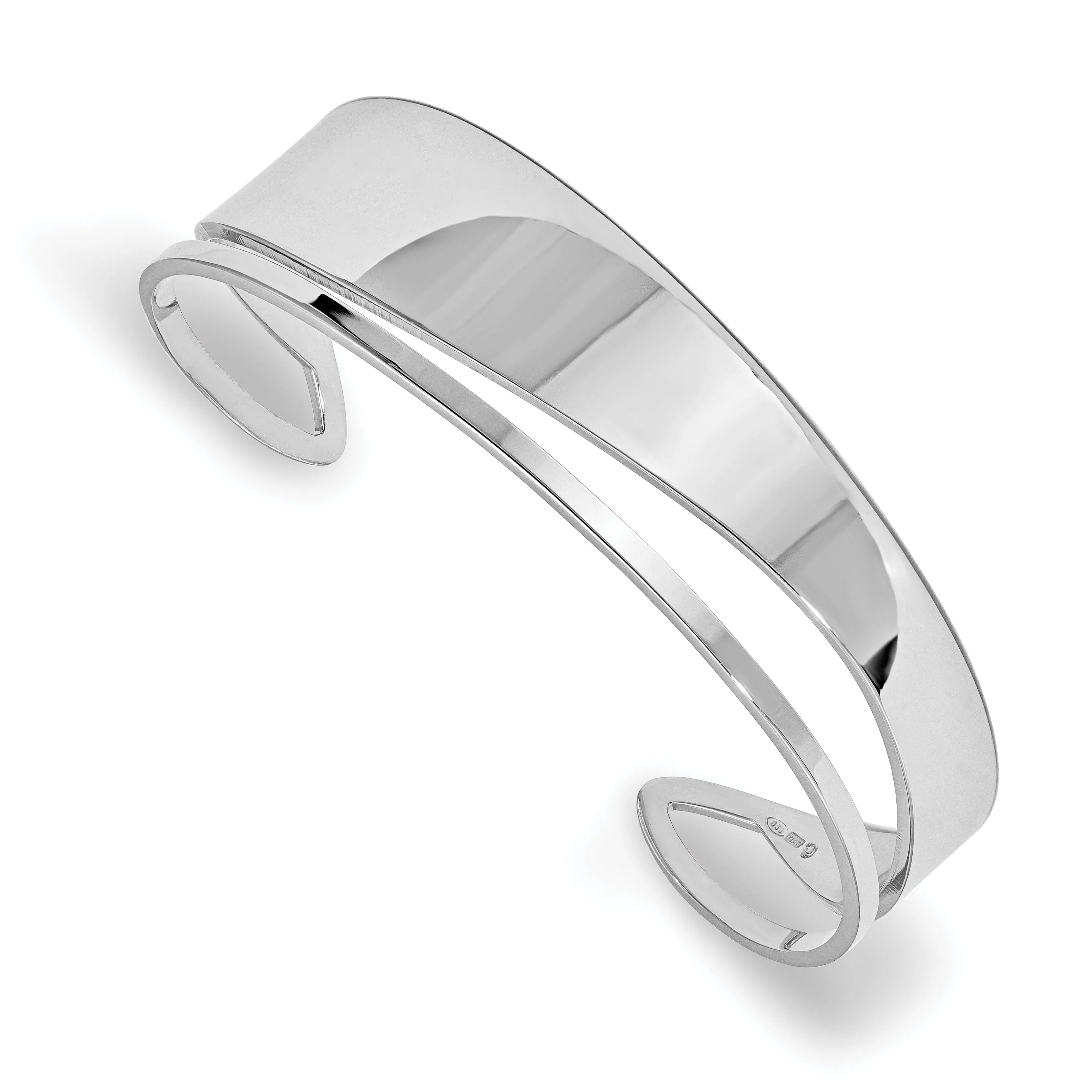 Silver Polished Fancy Cuff Bangle