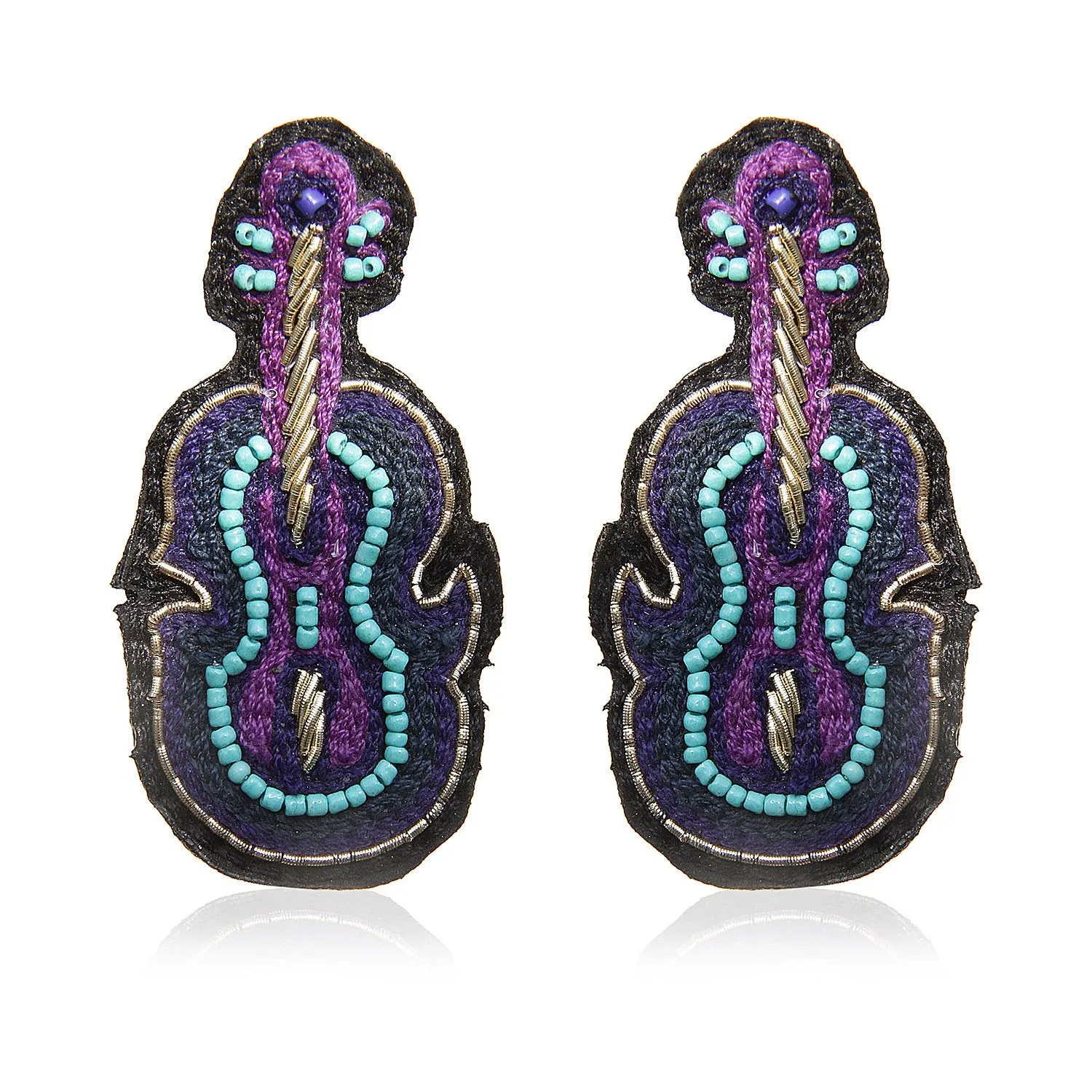 Sitar Blue Embroidered Earring