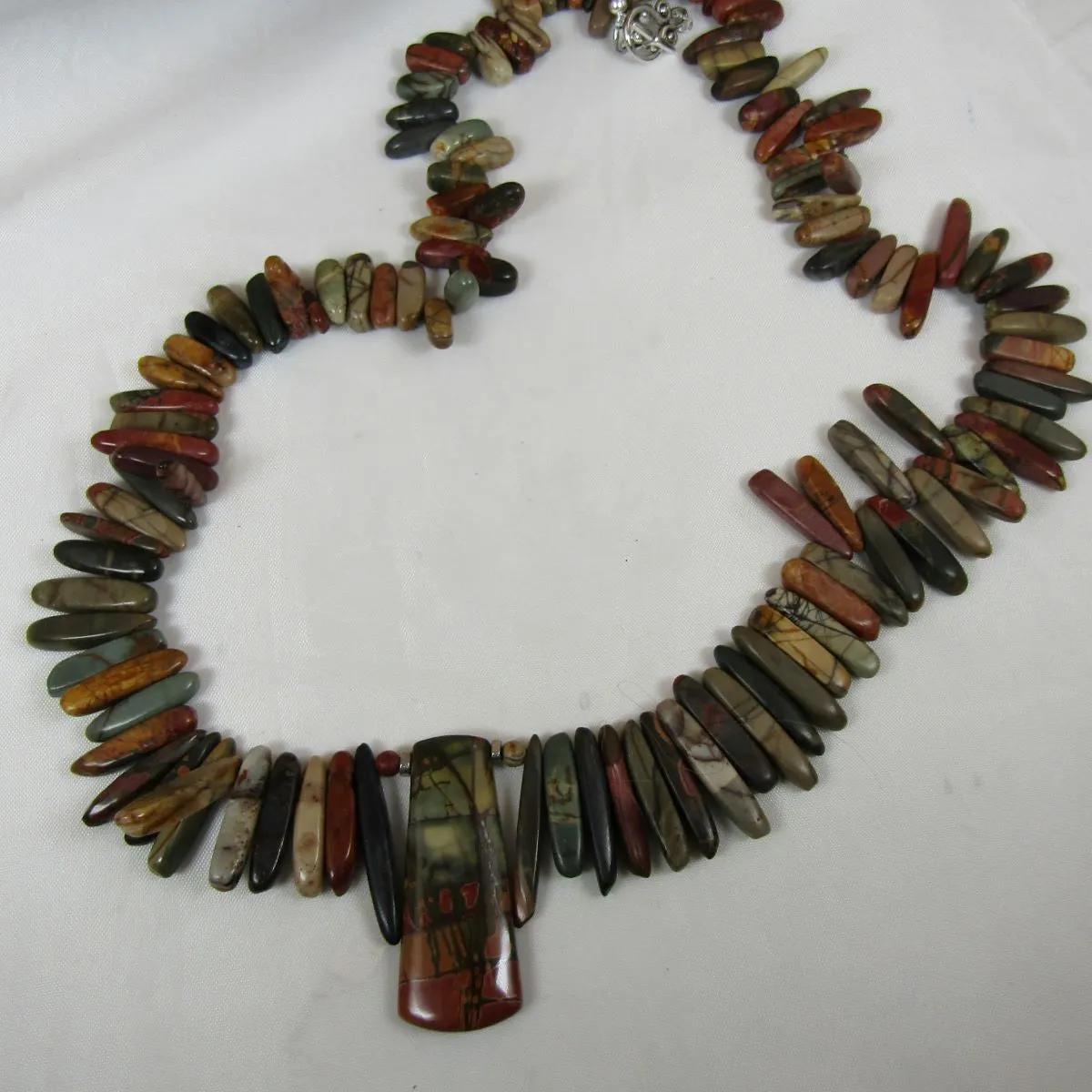 Statement Jasper Necklace with Gemstone Pendant