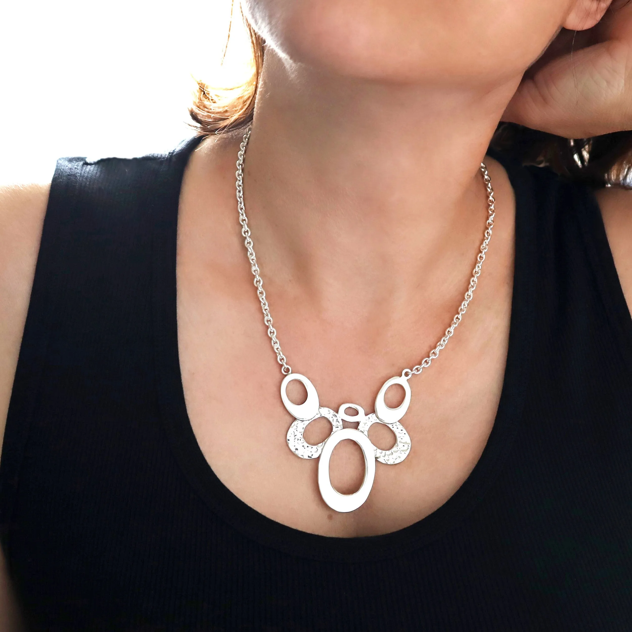 Statement Sterling Silver Bib Necklace