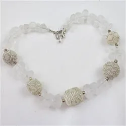 Statement White on White Chunky Beaded  Necklace