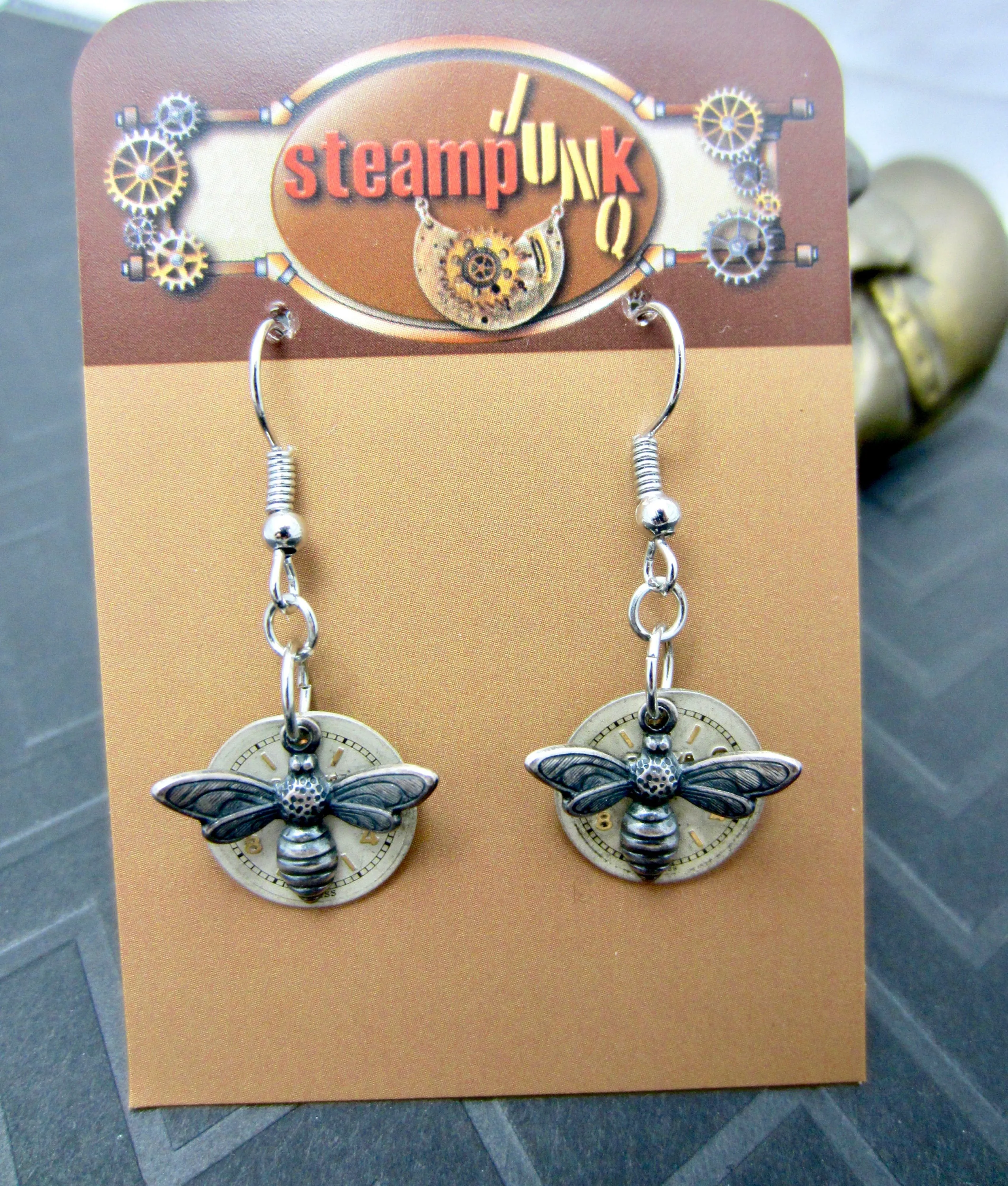 Steampunk Earrings - Bee's - Watch parts earrings - Hippie - Boho - Womans earrings - For her