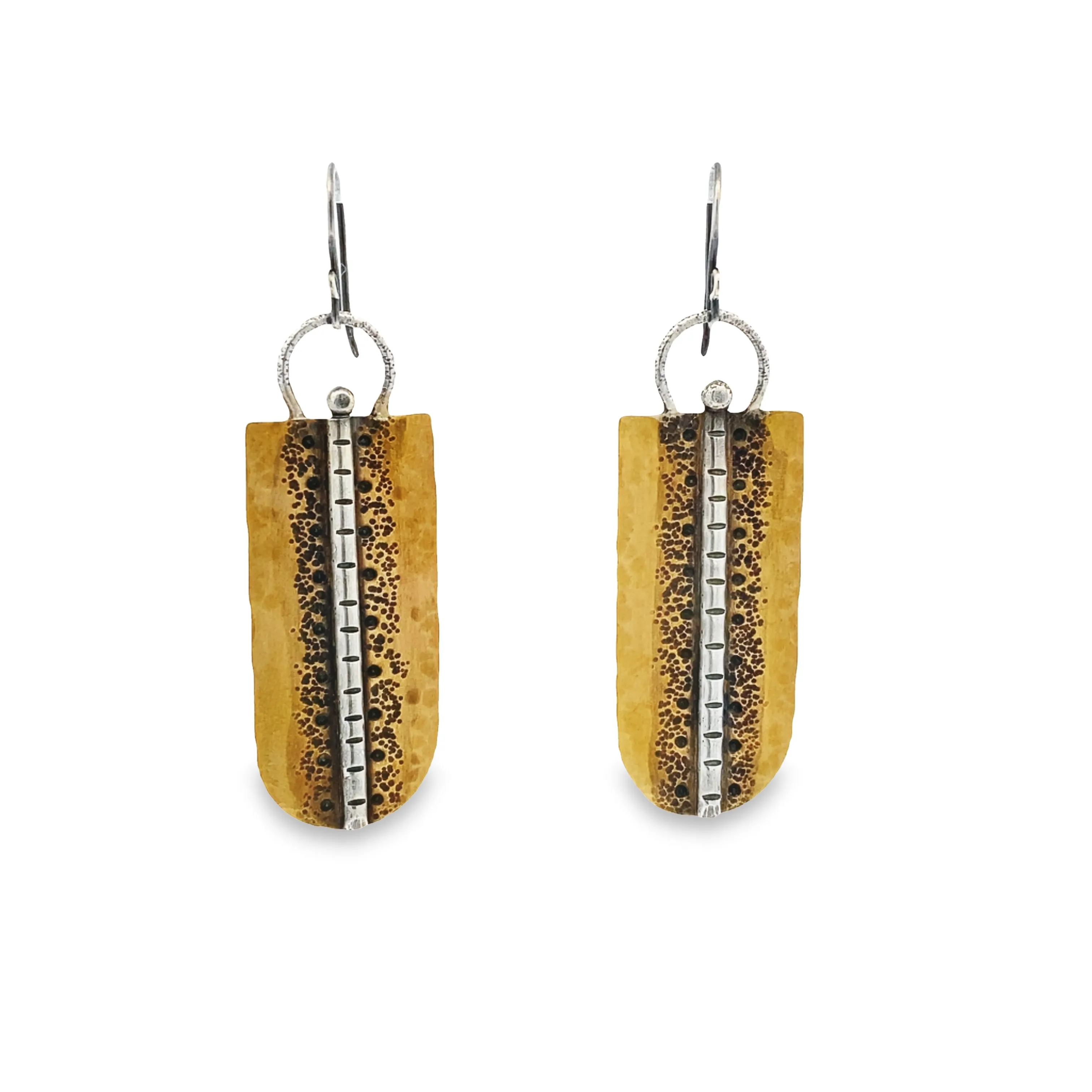 Sterling Silver and Brass Patterned Earrings