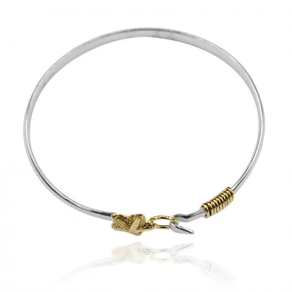 Sterling Silver Bangle with 18k Gold Starfish