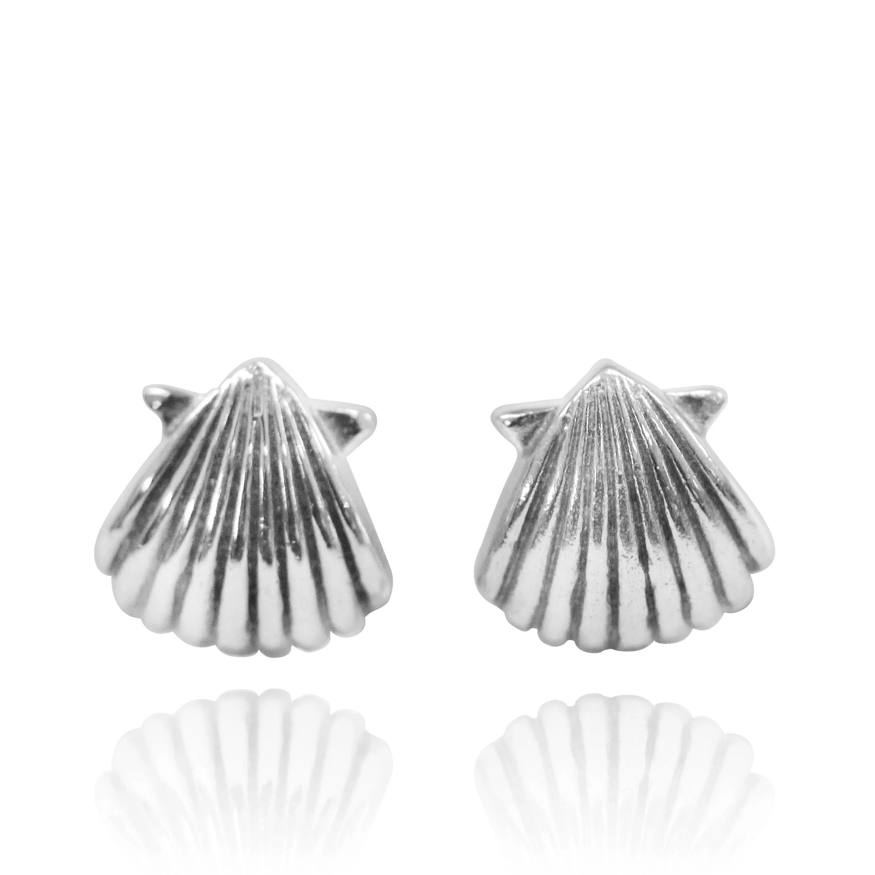 Sterling Silver Seashell Stud Earrings