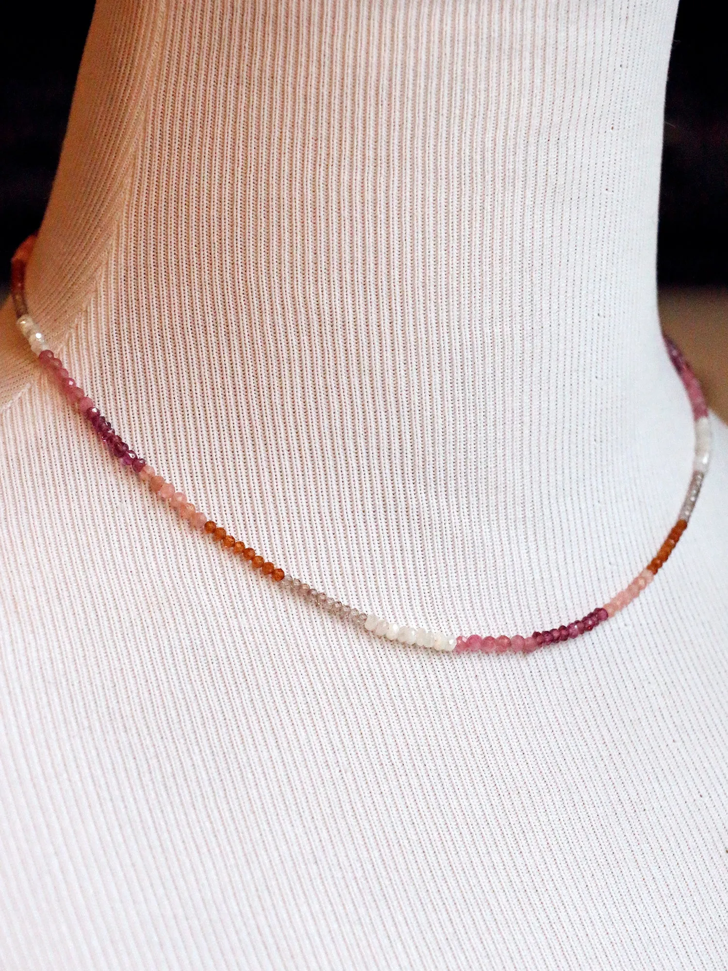 Susan Rifkin Pink Sapphire   Moonstone Beaded Necklace