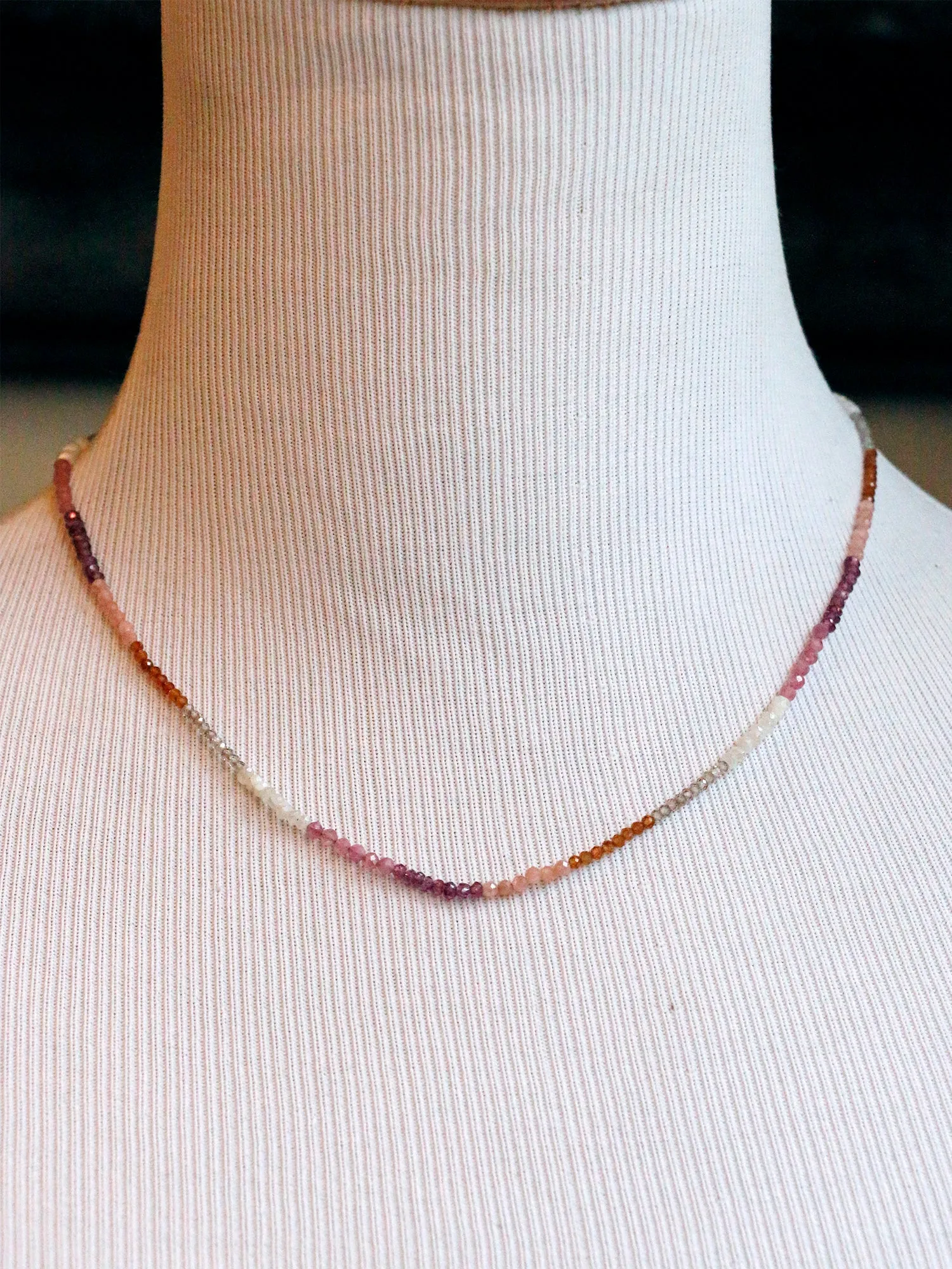 Susan Rifkin Pink Sapphire   Moonstone Beaded Necklace