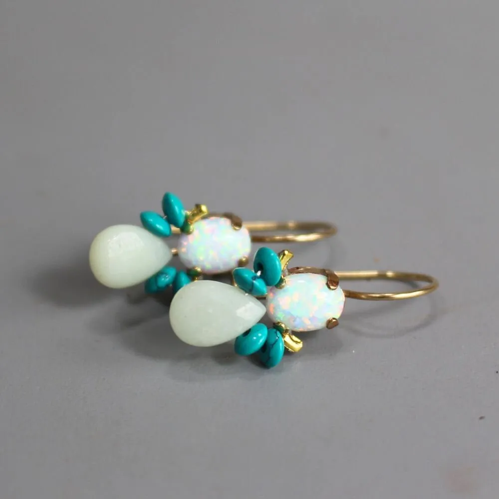 Synthetic Opal Turquoise Bee Earrings