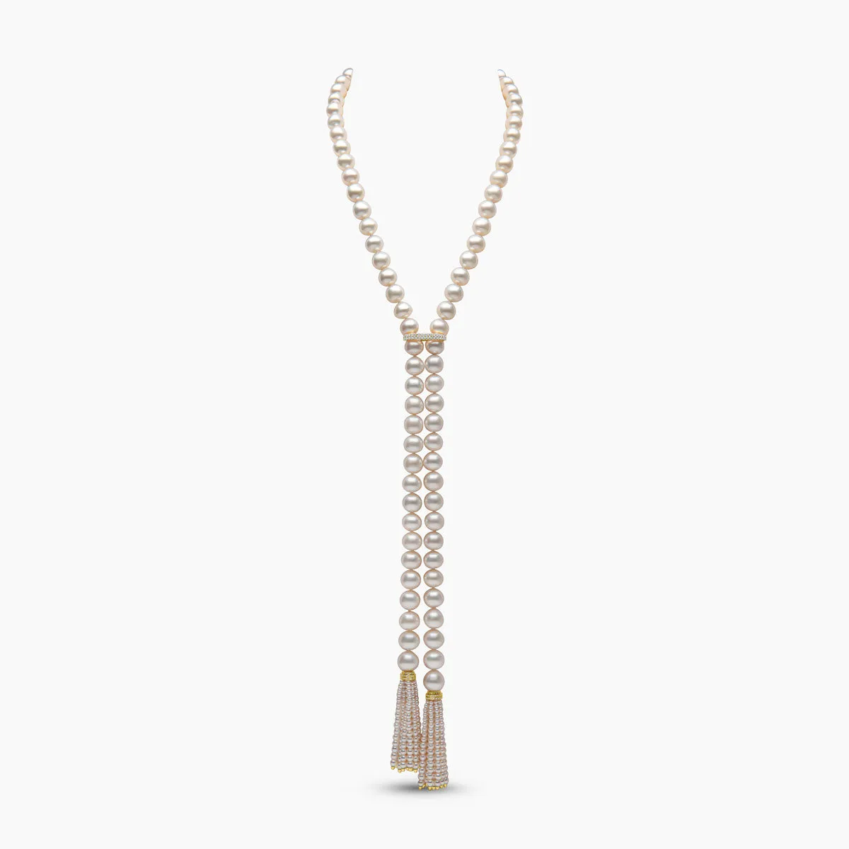 Tassel 18K Gold Freshwater Baroque Pearl and Diamond Necklace