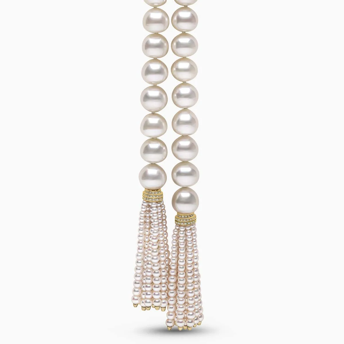 Tassel 18K Gold Freshwater Baroque Pearl and Diamond Necklace