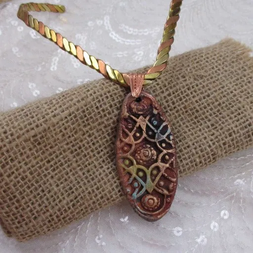 Tri-color Raku Choker Pendant Necklace