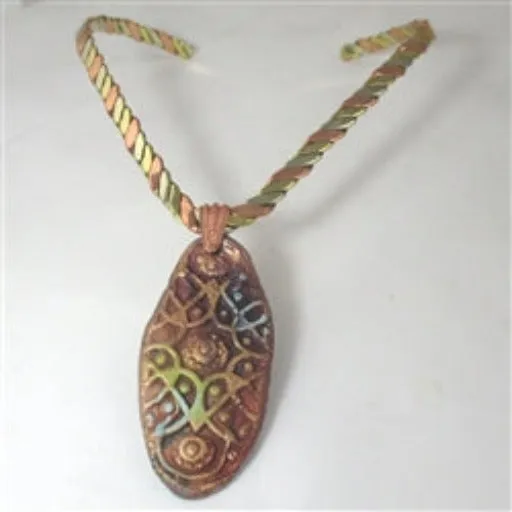 Tri-color Raku Choker Pendant Necklace