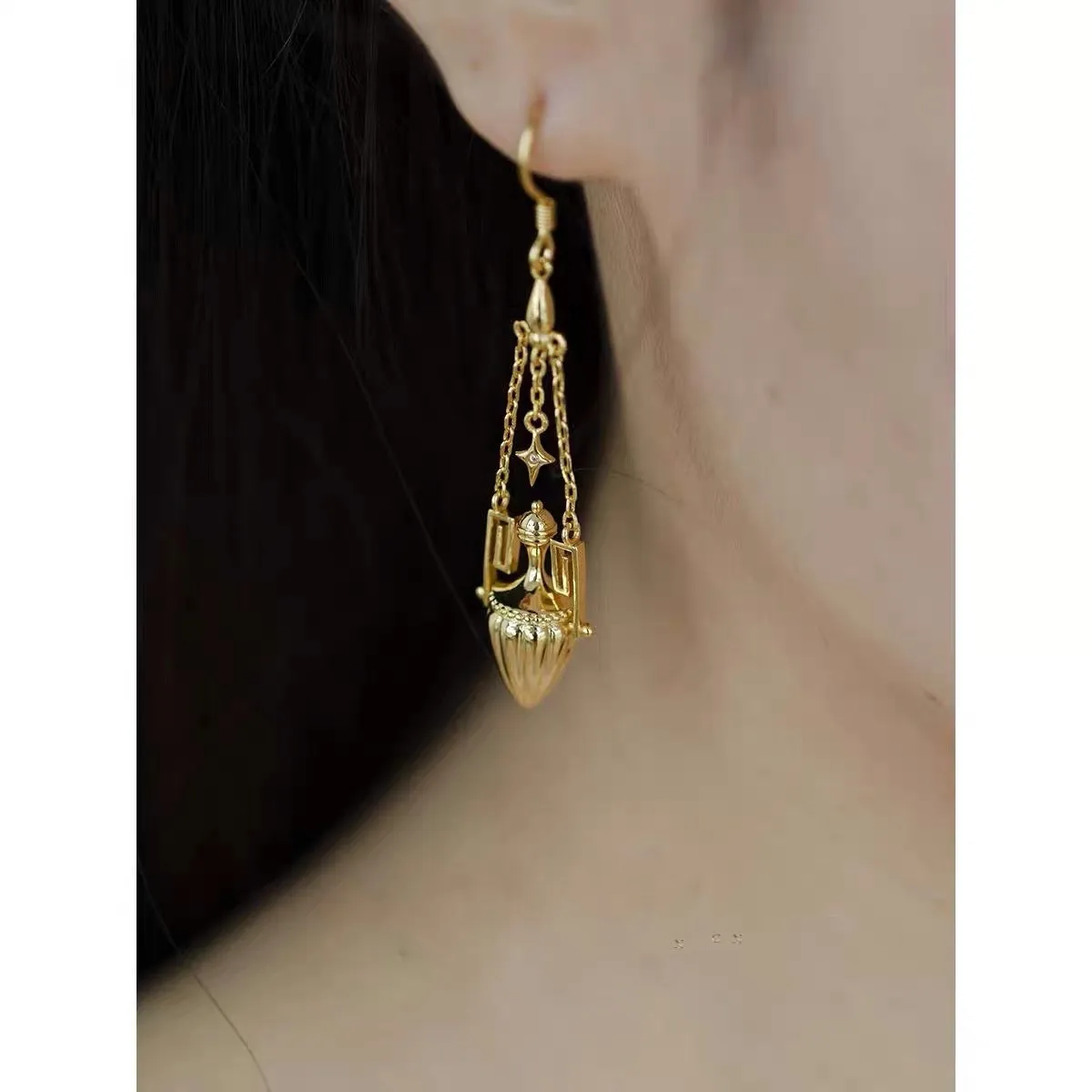 Turkish Gold Bottle Boho Earrings