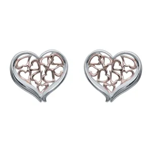 Unique & Co Sterling Silver and Rose Heart Earrings ME-817RG