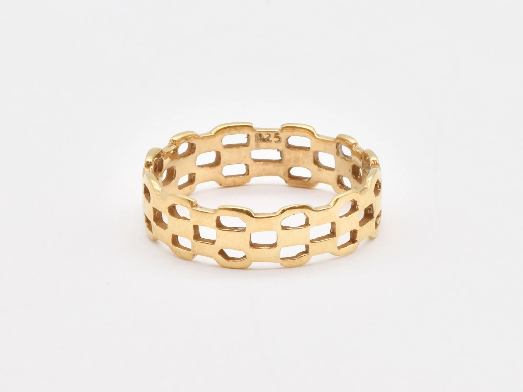 Unique Gold Band - Hollow Pattern Ring, Gold Statement Ring