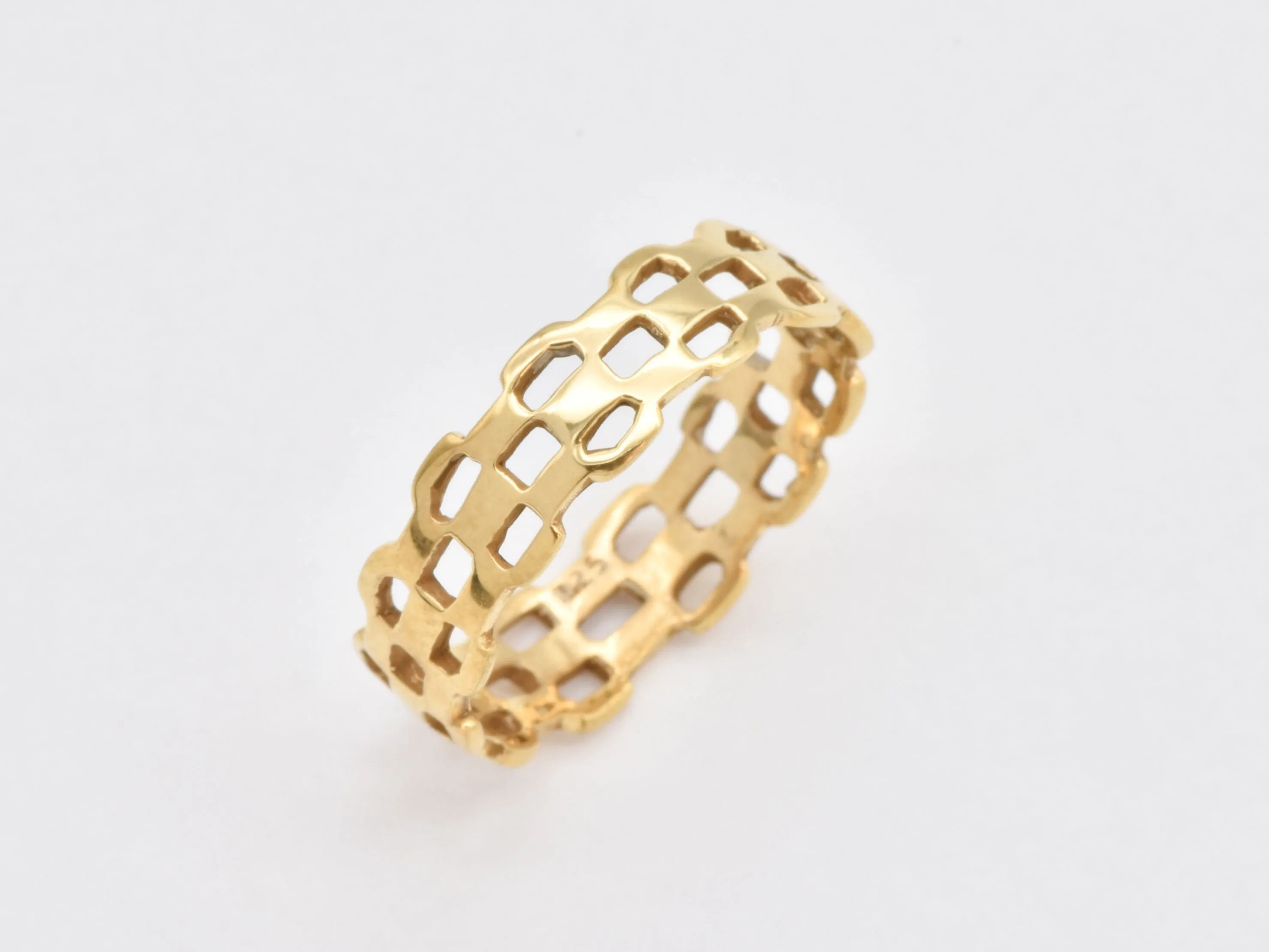 Unique Gold Band - Hollow Pattern Ring, Gold Statement Ring