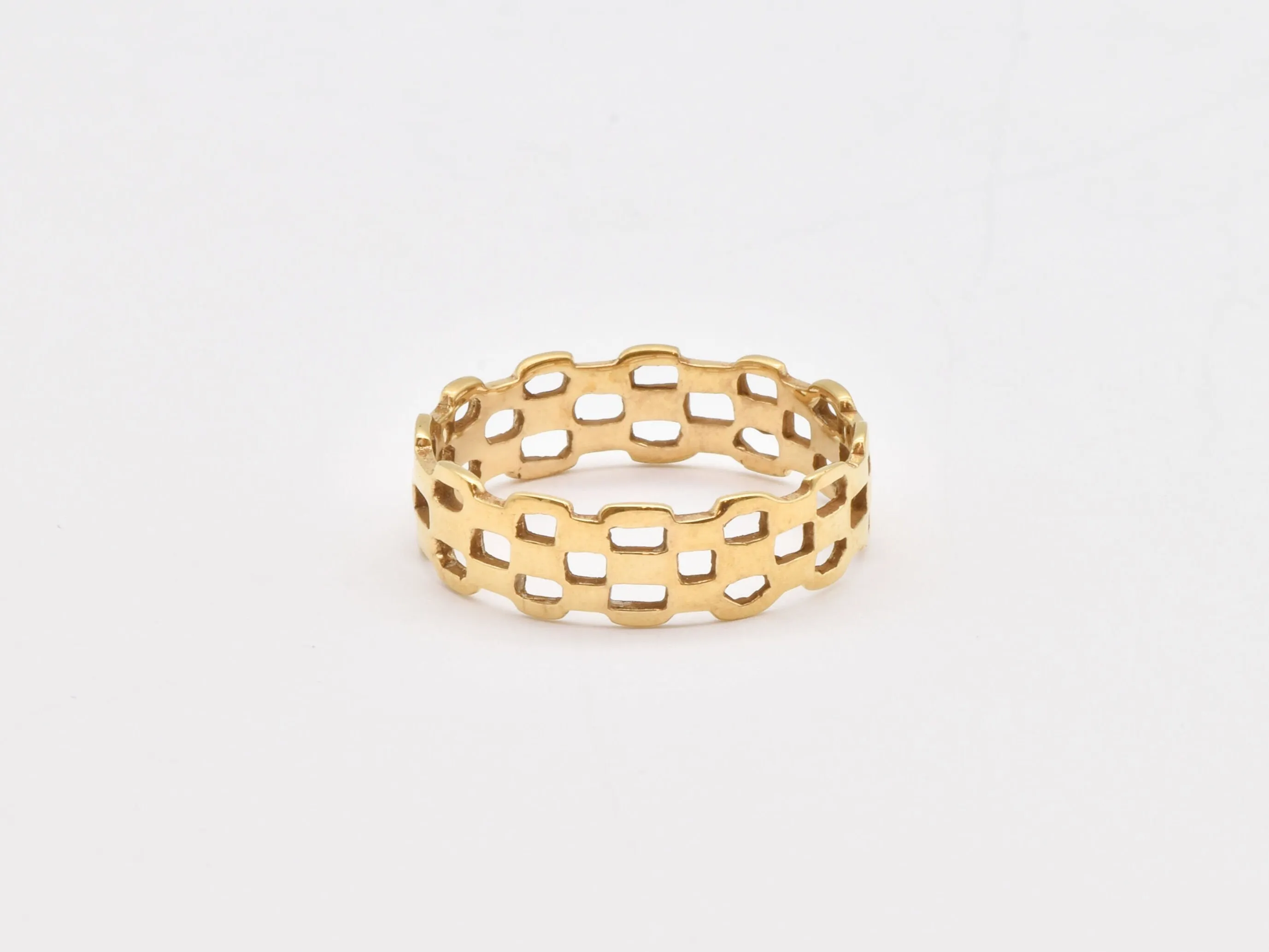 Unique Gold Band - Hollow Pattern Ring, Gold Statement Ring