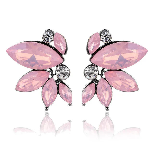 Unique Symmetrical Acrylic Opal Stone Stud Earrings for Woman Personality Statement Fashion Jewelry Christmas Gift for Girls