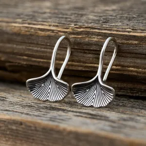 Vintage Sterling Silver Ginkgo Earrings