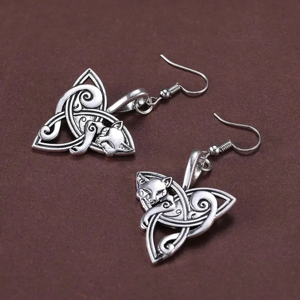 Vintage Viking Triquetra Animal Irish Celtics Knot Earrings Modern Women's Drop Earring Jewelry Magic Supernatural Amulet 2023