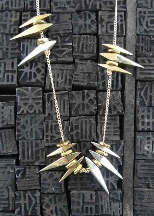 Wendy Nichol Sterling SIlver and Brass Sun Spike Necklace