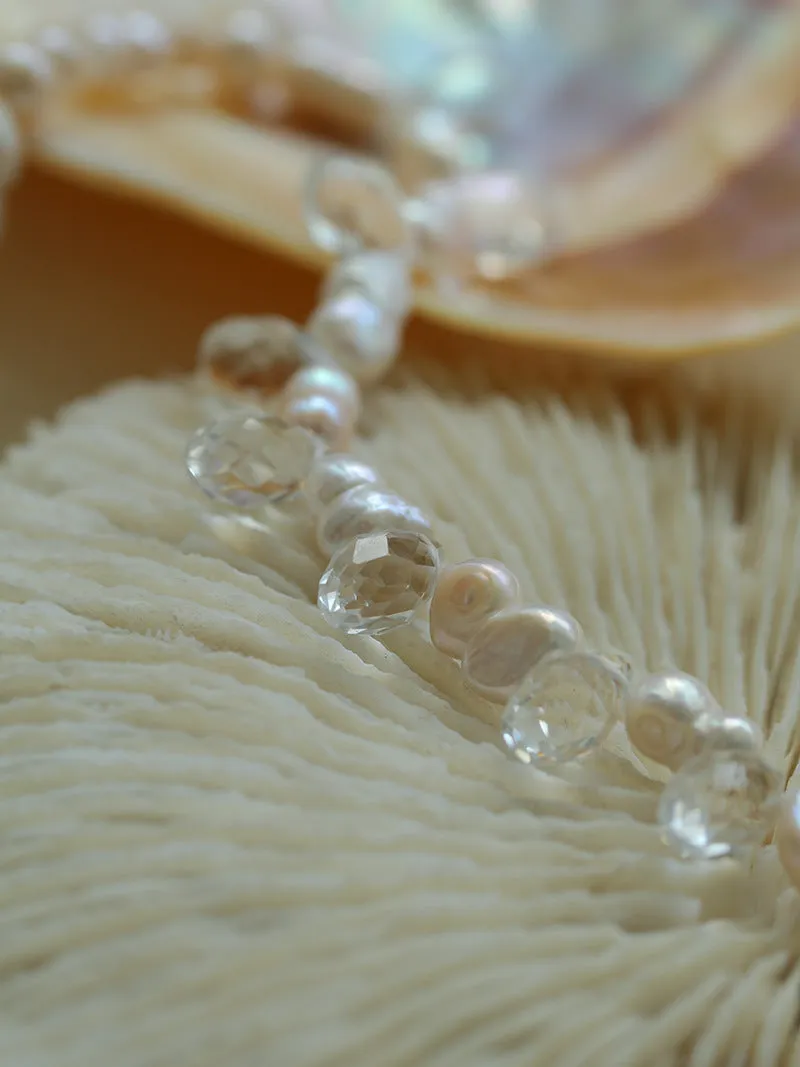 White Crystal Spliced Pearl Necklace