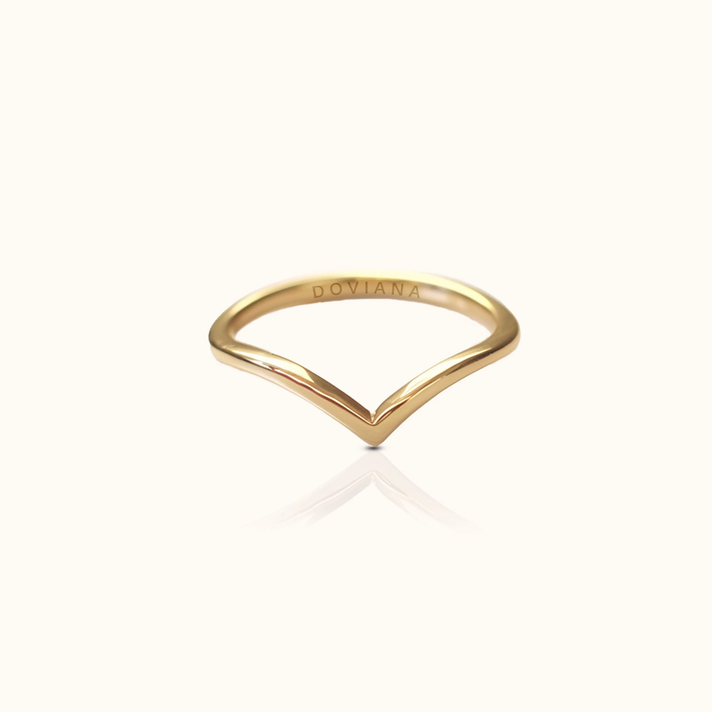 Wishbone Band Titanium PVD Gold Ring