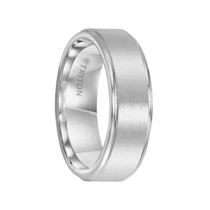 WYMAN Brush Finished Raised Center Cobalt Comfort Fit Wedding Band with Polished Step Edges by Triton Rings - 8mm