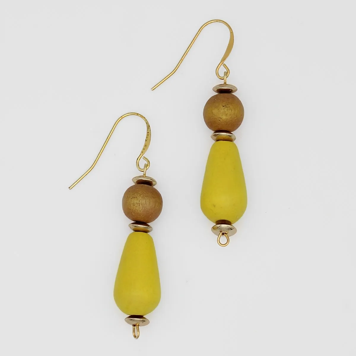 Yellow Geometric Dangle Statement Earring