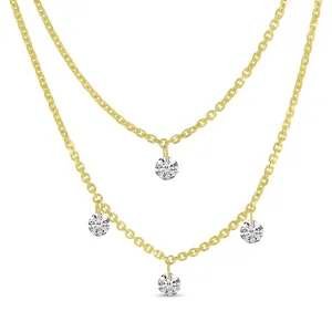 Yellow Gold Diamond Station Necklace